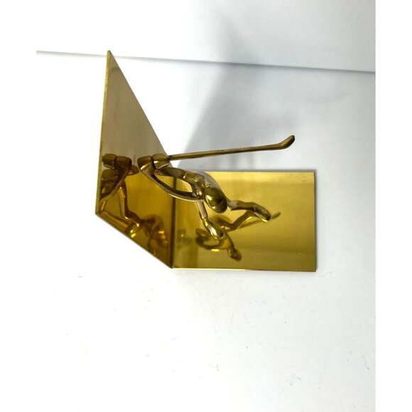 Mid Century Modern Minimal Gold Brass Golfer Golf Player Bookend Made in Korea - Picture 6 of 7
